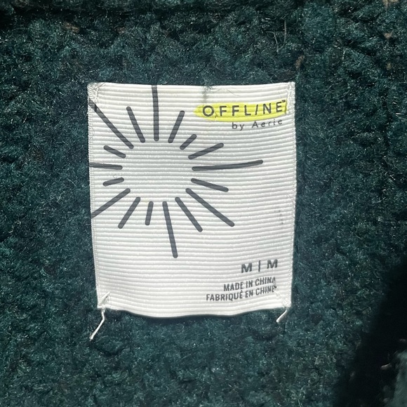 Aerie Striped Cozy Oversized Knitted Sweater Size Medium Green and Cream Colored - Picture 4 of 10